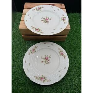 Rosen Thale Moss Rose Pattern Rose in the Middle Dinner Plate–Set 2